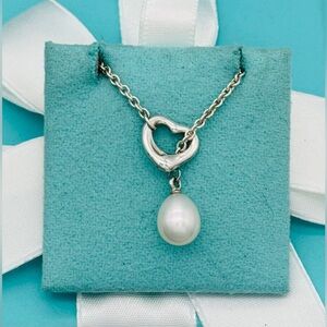 Tiffany & Co. Open Heart 10mm White Pearl Lariat Necklace